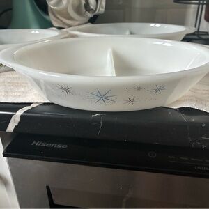 GLASBAKE “ATOMIC STARBURST” / DIVIDED DISH – TURQUOISE & BLACK